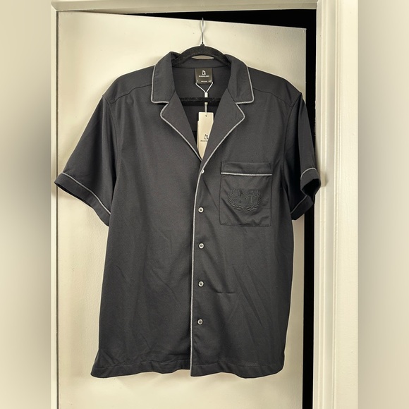 NWT $110 Magnlens Shirt Resort shirt pajama Look Beach Shirt Oversized XS BLK - Picture 2 of 14